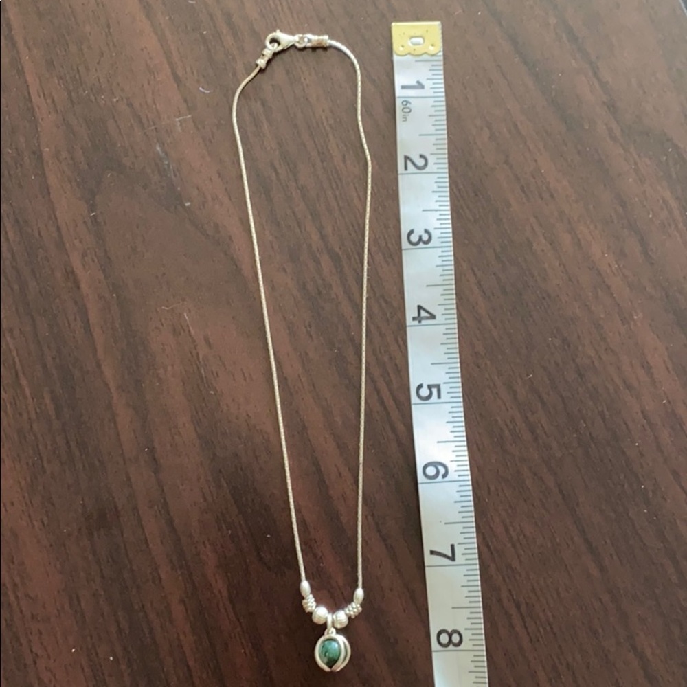 925 silver necklace with green bead